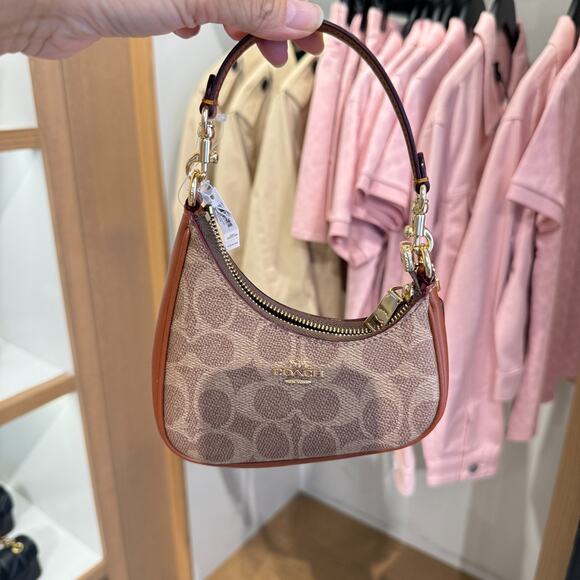 Coach Mini Twisted Teri Bag Charm In Signature Canvas CBL07, Tan/Caramel - Picture 1 of 11